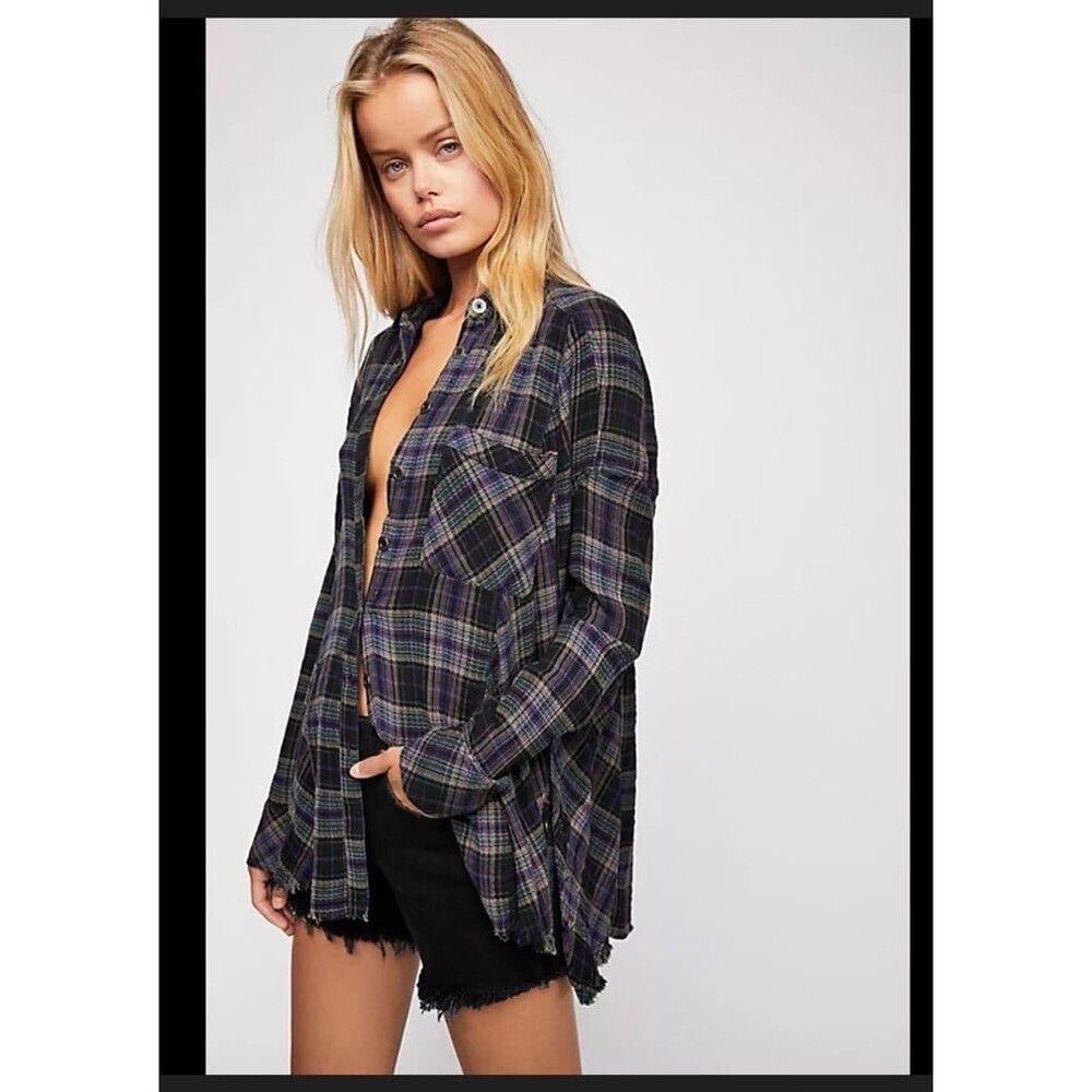Free people size small SM Juniper Ridge plaid Buttondown Top blouse